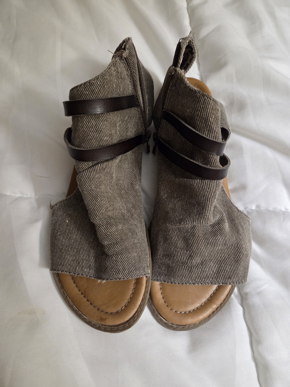 Blowfish Brown Linen Strappy Open-Toe Sandals